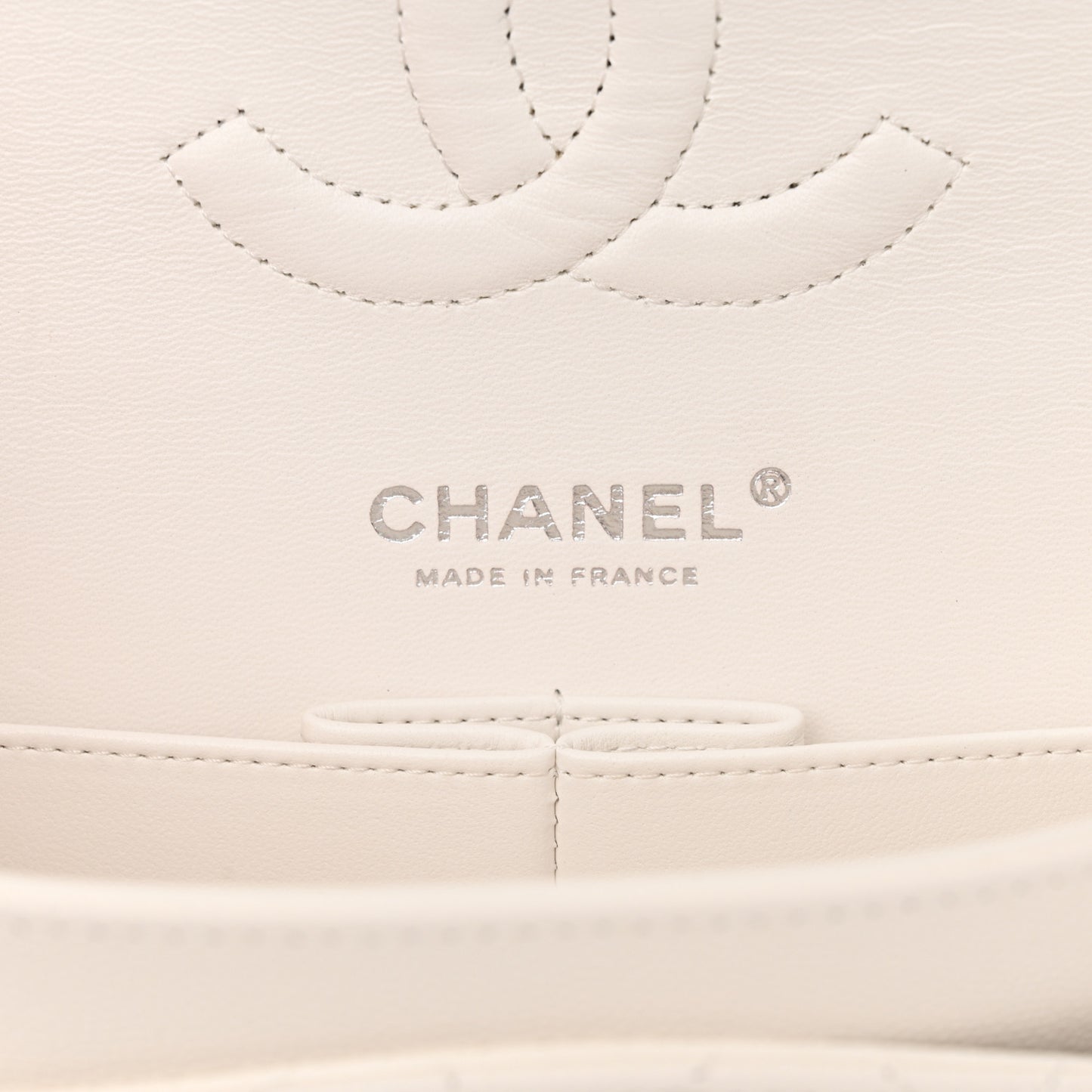 Caviar Quilted Medium Double Flap White