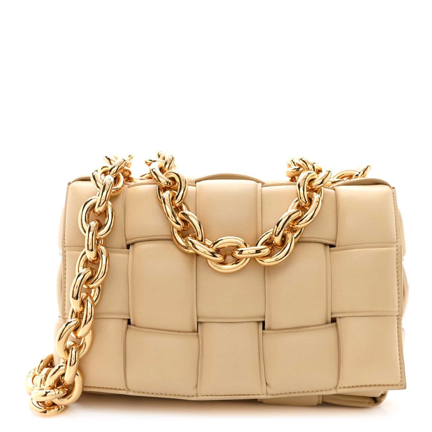 Bottega Veneta Lambskin Maxi Intreccio Padded Chain Cassette Crossbody Bag Porridge 1 of 10