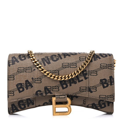 Balenciaga Coated Canvas BB Monogram Allover Logo Hourglass Chain Bag Beige Brown Black 1 of 9