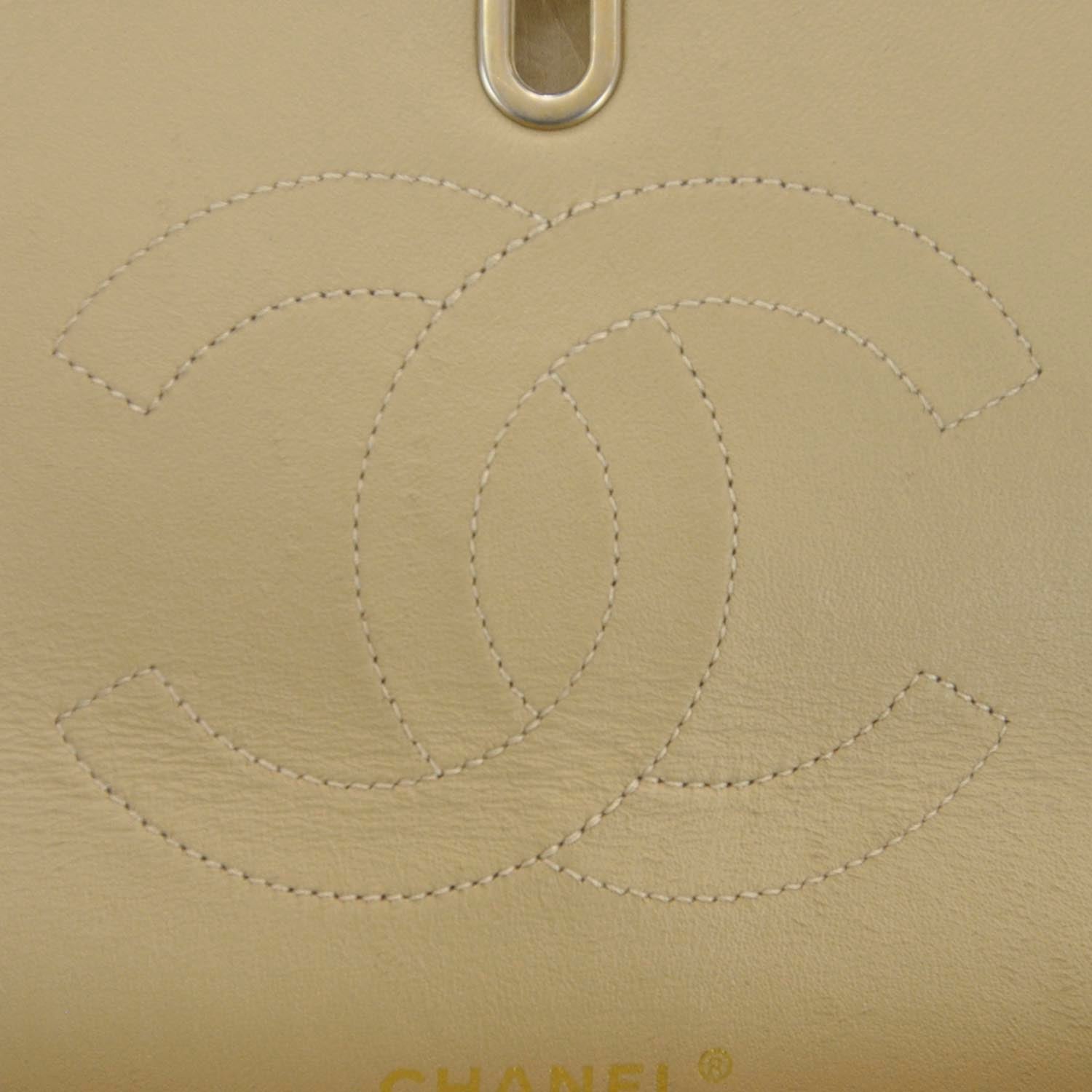 Chanel Aged Calfskin Medium Double Flap Beige 6 of 10