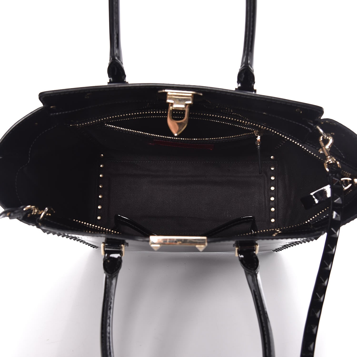 Valentino Garavani Patent Rockstud Double Handle Tote Black 5 of 12