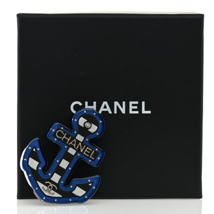 Chanel Resin Pearl Anchor CC Brooch Black Blue 4 of 4