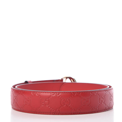 Gucci Guccissima Signature Interlocking G 37mm Belt 100 40 Hibiscus Red 3 of 6