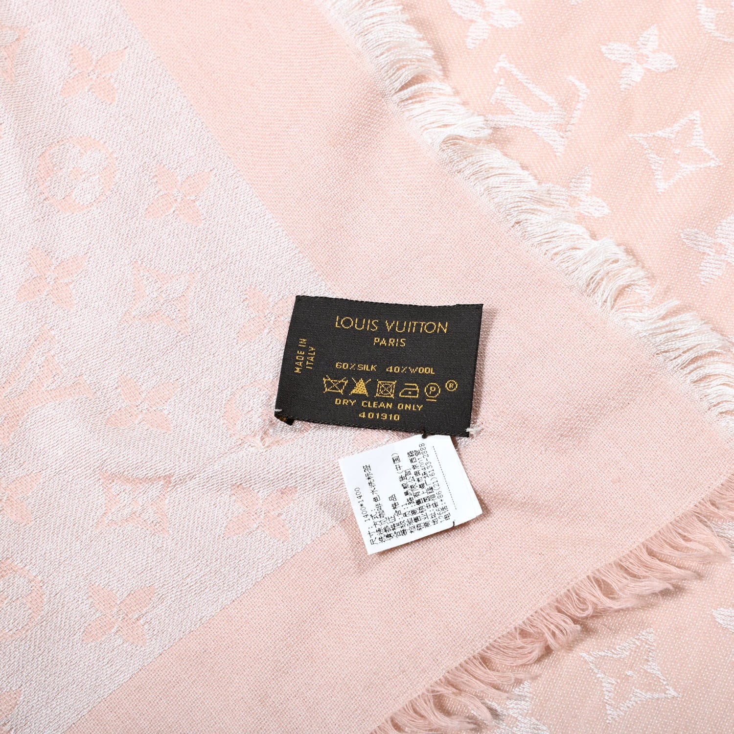 Louis Vuitton Silk Wool Monogram Shawl Rose 2 of 4