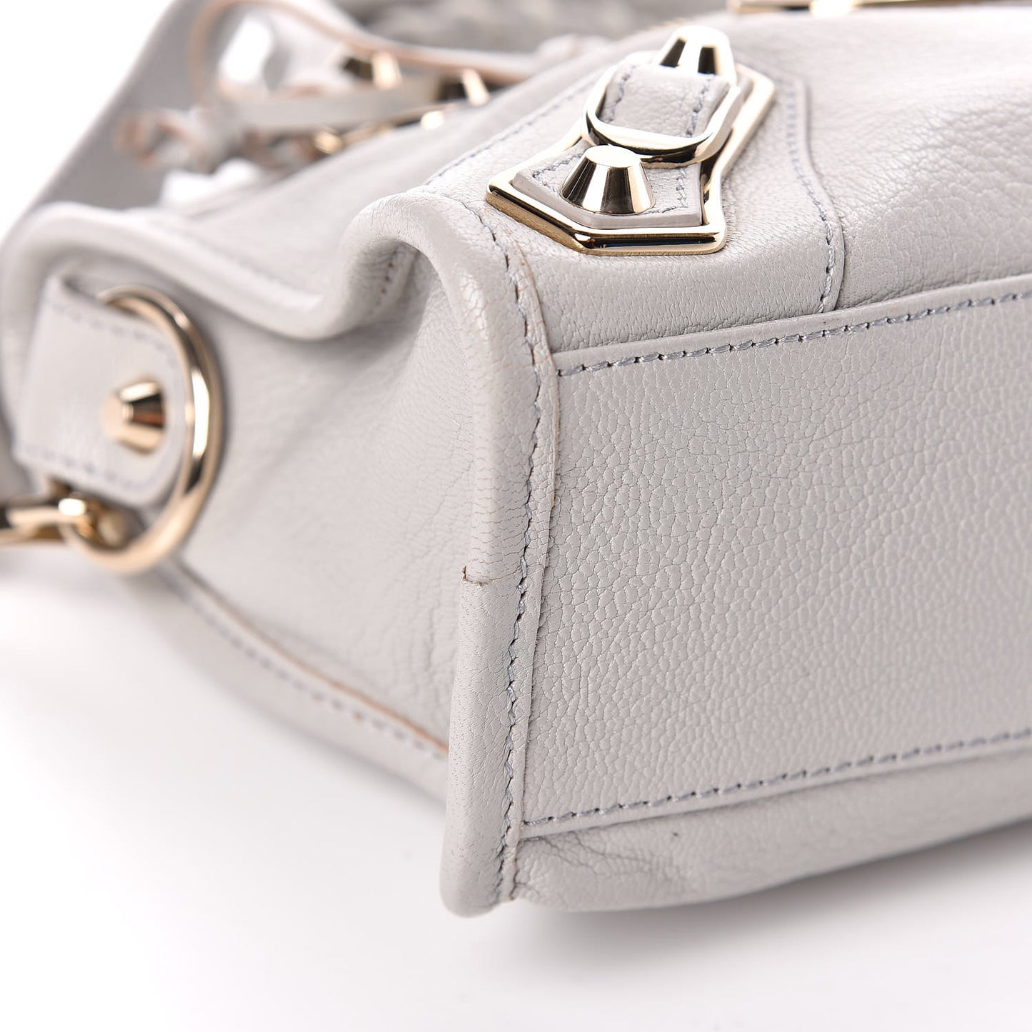 Chevre Gold Metallic Edge Hardware Mini City Gris Perle