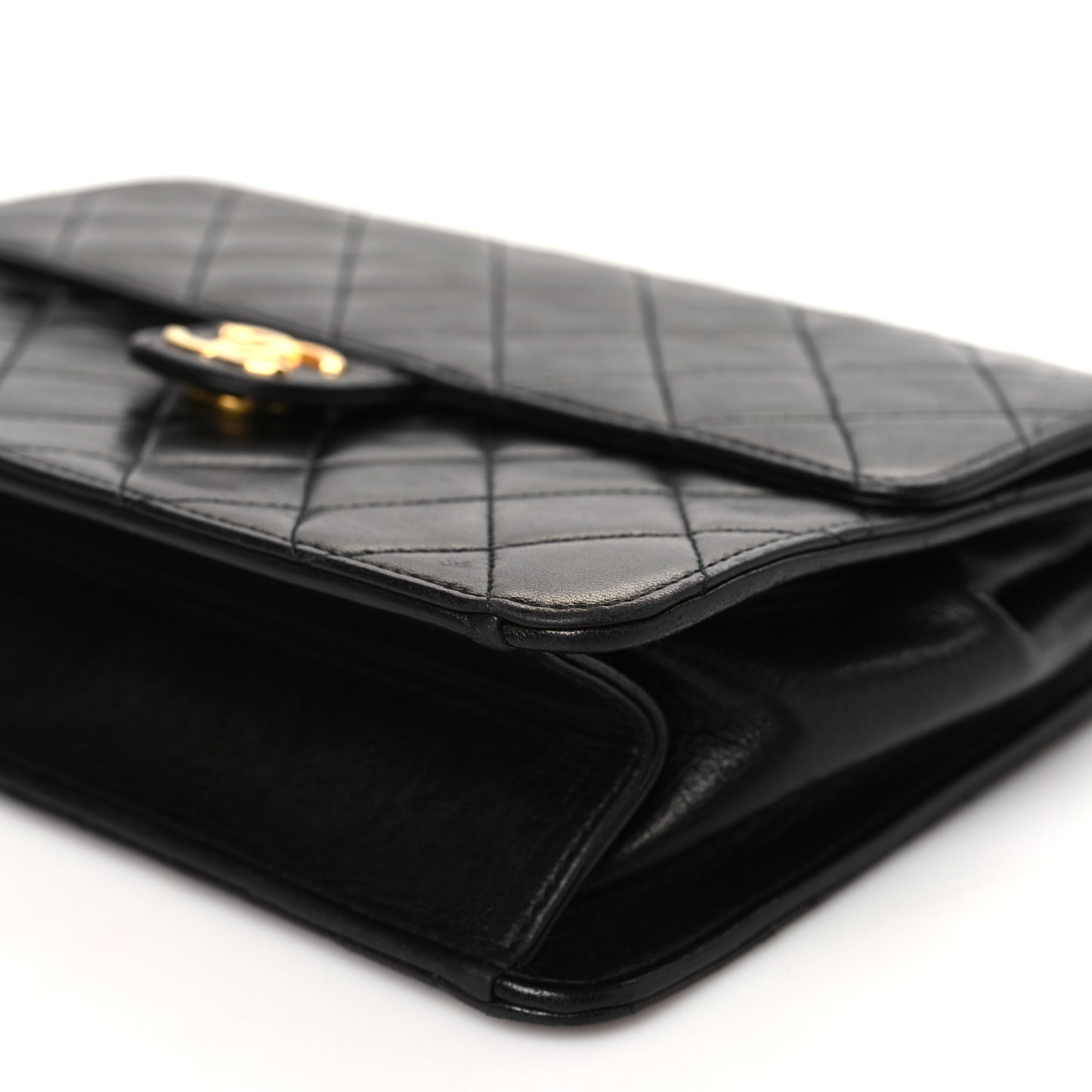 Lambskin Quilted Small Single Flap Black