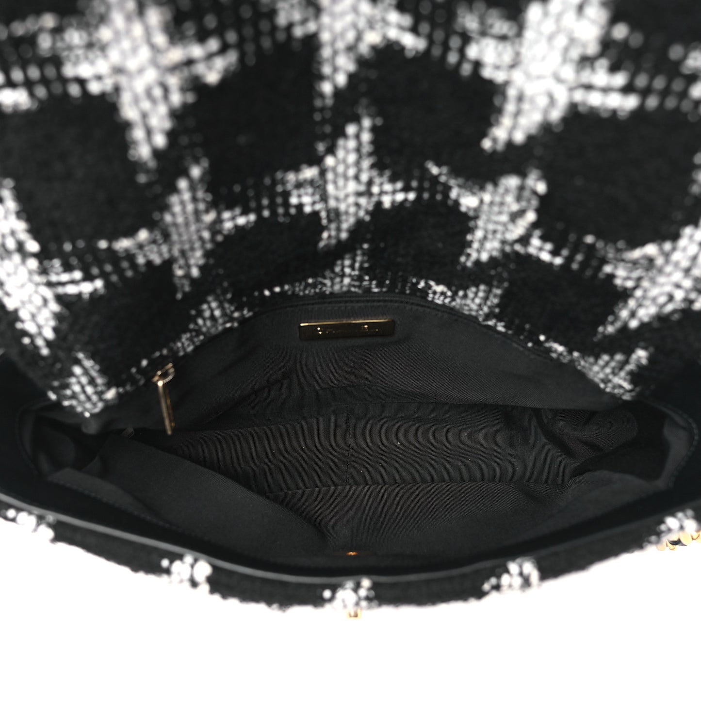 Tweed Quilted Large Chanel 19 Flap Black Ecru White