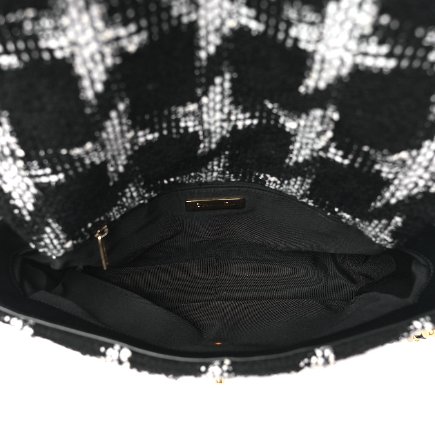 Chanel Tweed Quilted Large Chanel 19 Flap Black Ecru White 5 of 10