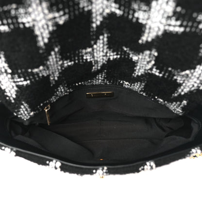 Chanel Tweed Quilted Large Chanel 19 Flap Black Ecru White 5 of 10