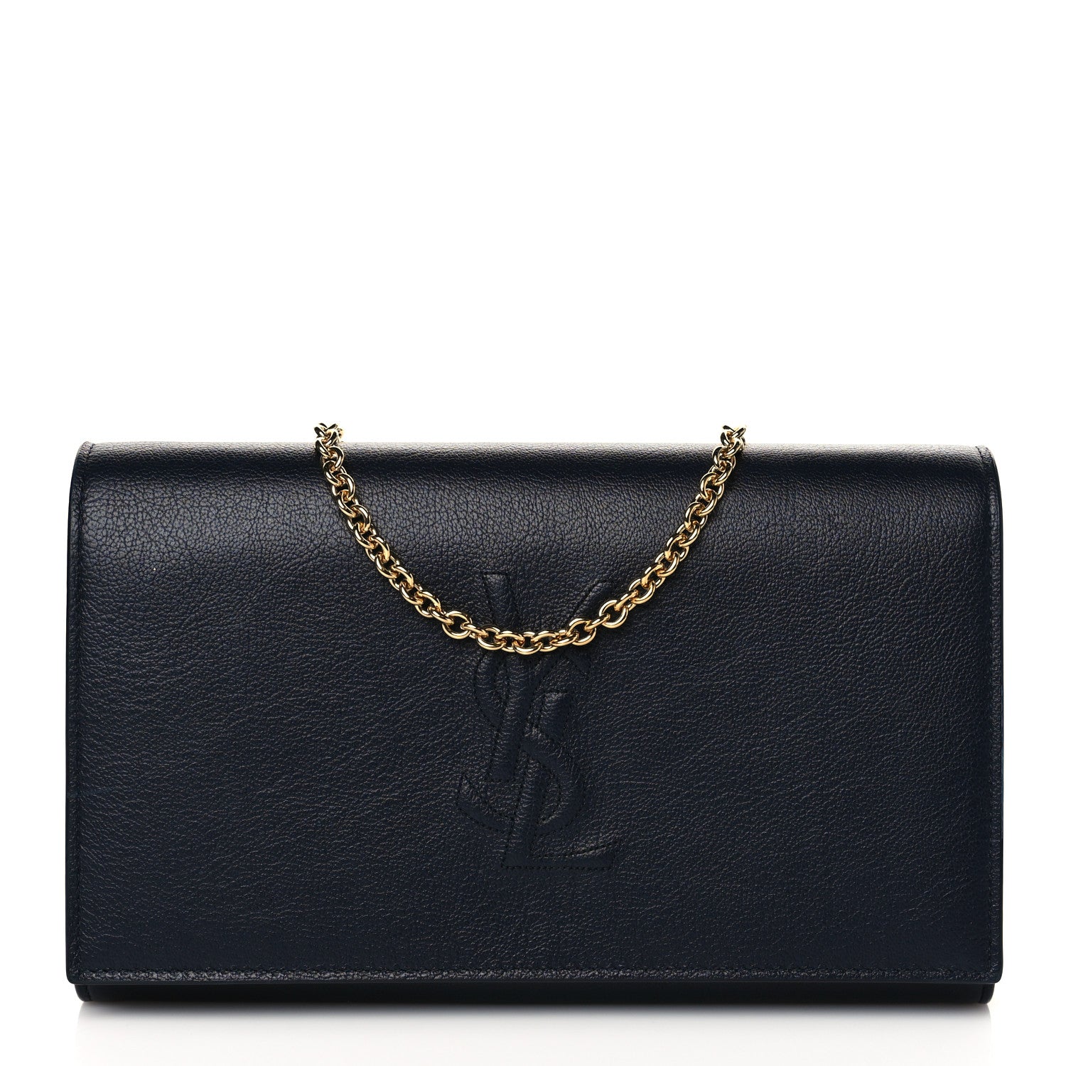 Saint Laurent Calfskin Monogram Belle de Jour Chain Clutch Navy 1 of 10