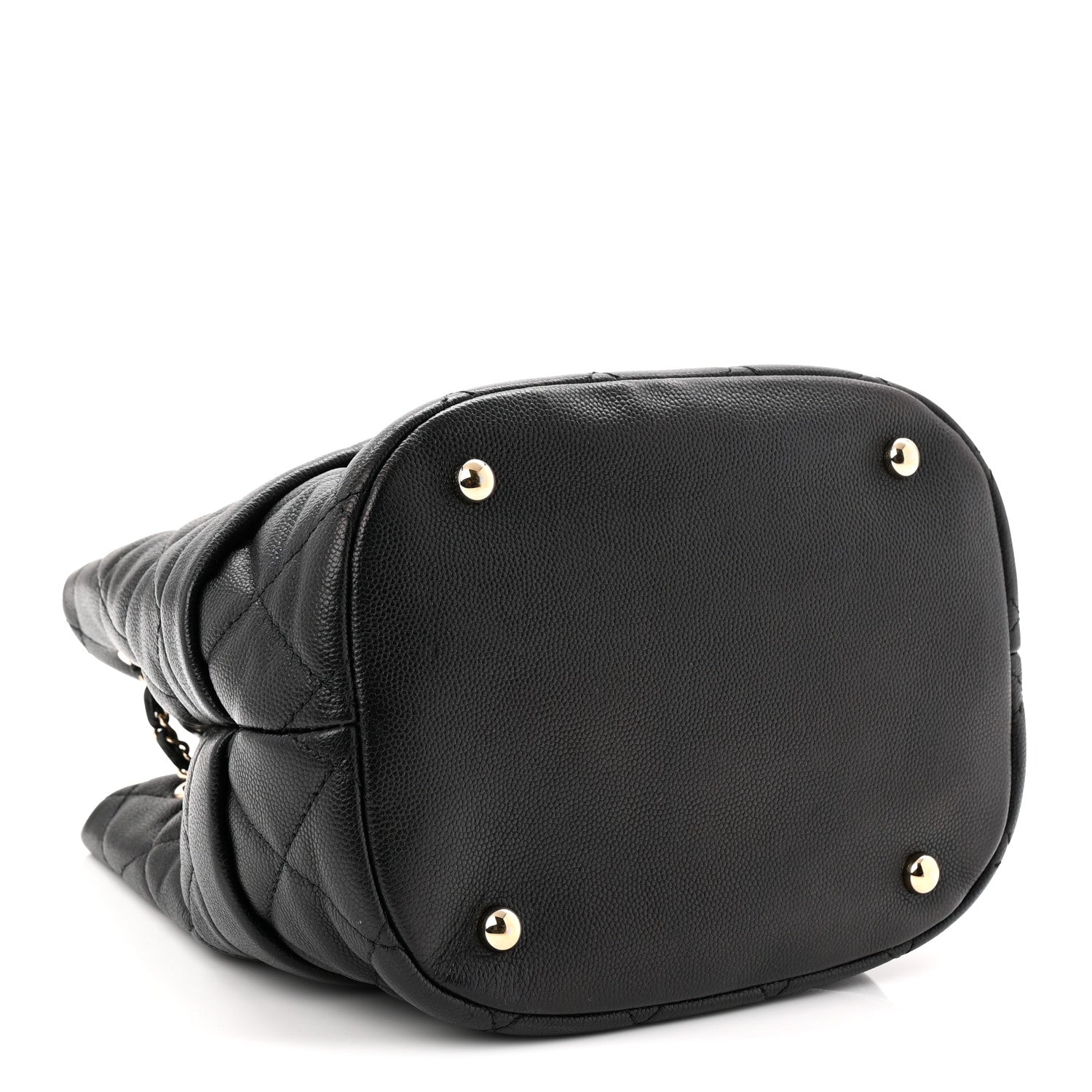Chanel Caviar Quilted Rolled Up Bucket Drawstring Bag Black 4 of 10