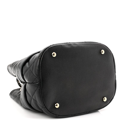 Chanel Caviar Quilted Rolled Up Bucket Drawstring Bag Black 4 of 10