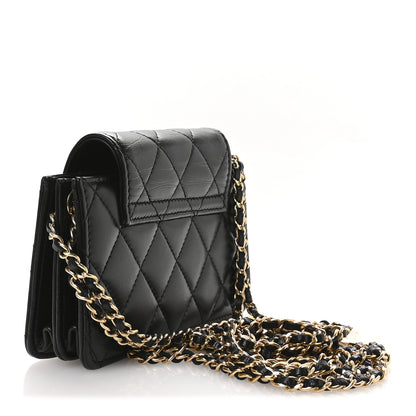 Chanel Lambskin Quilted Phone Holder Flap Black 3 of 10