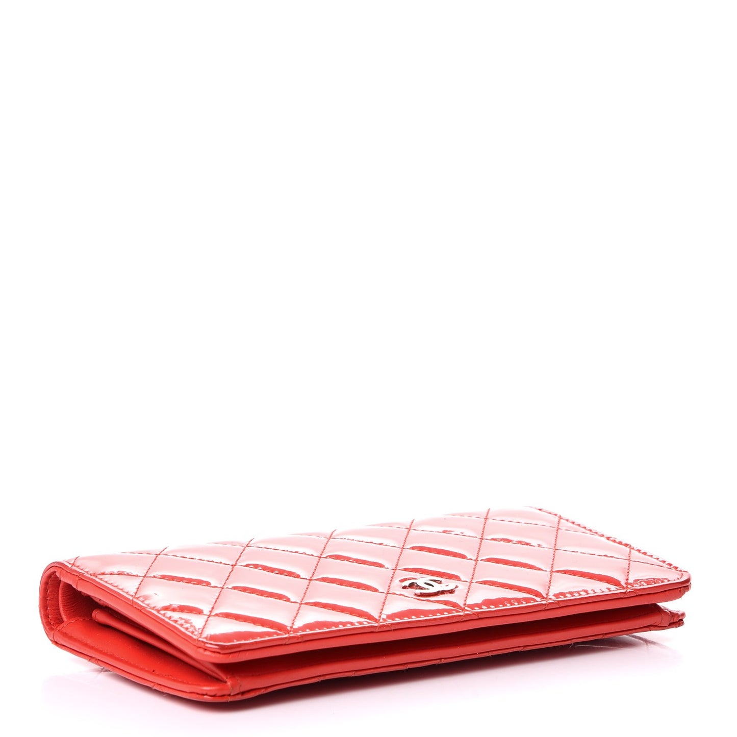 Patent Calfskin Quilted Yen Wallet Red