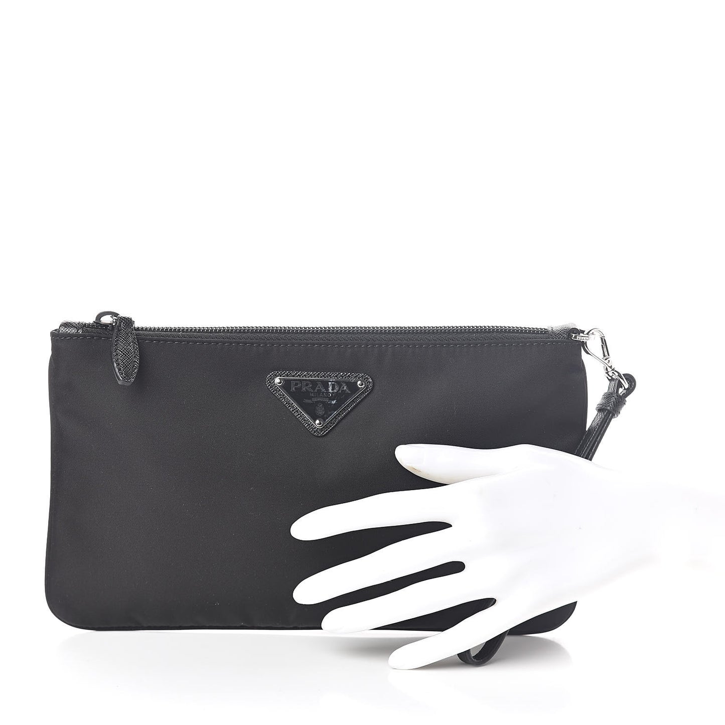 Tessuto Nylon Saffiano Wristlet Black