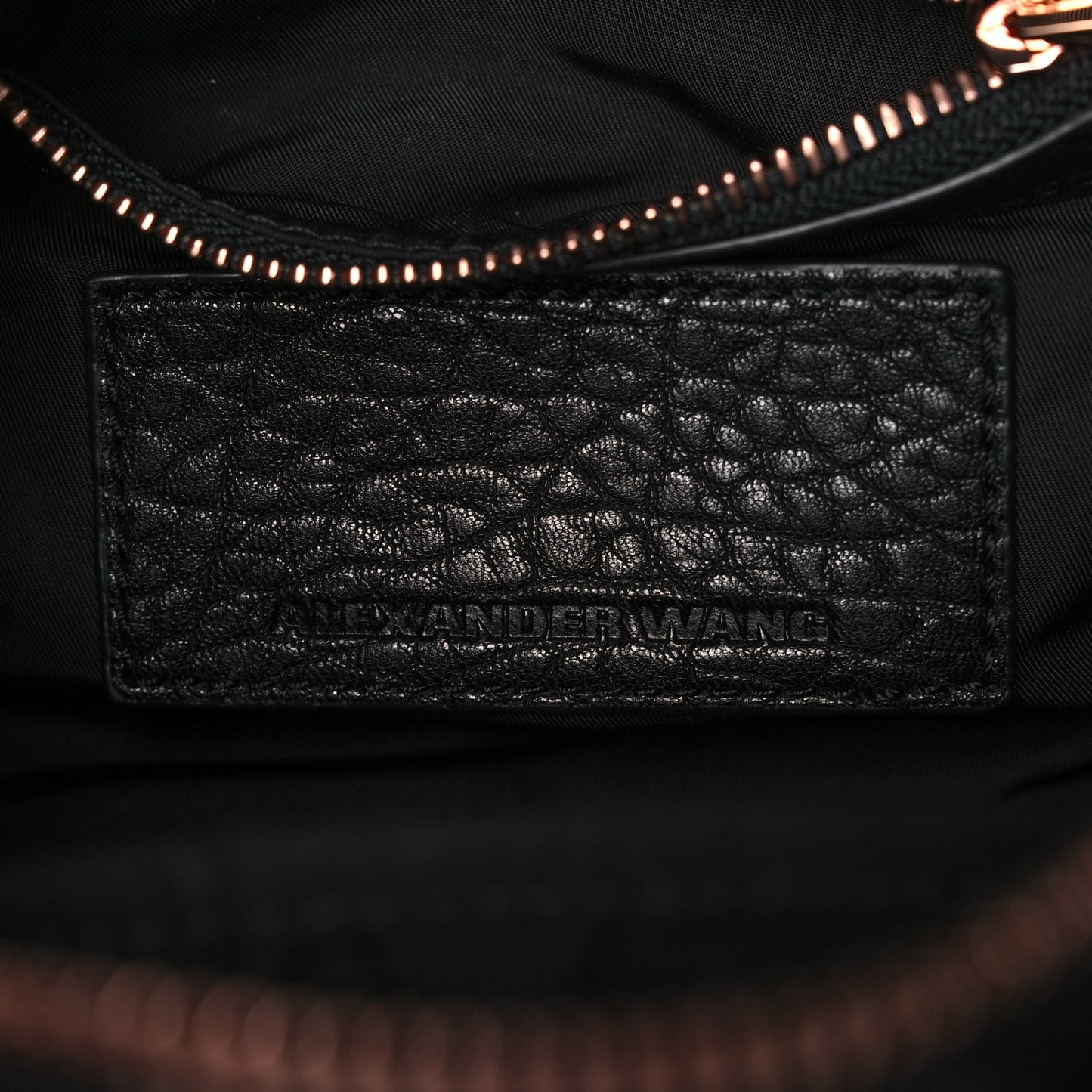 Pebbled Lambskin Mini Rockie Black Rose Gold Hardware