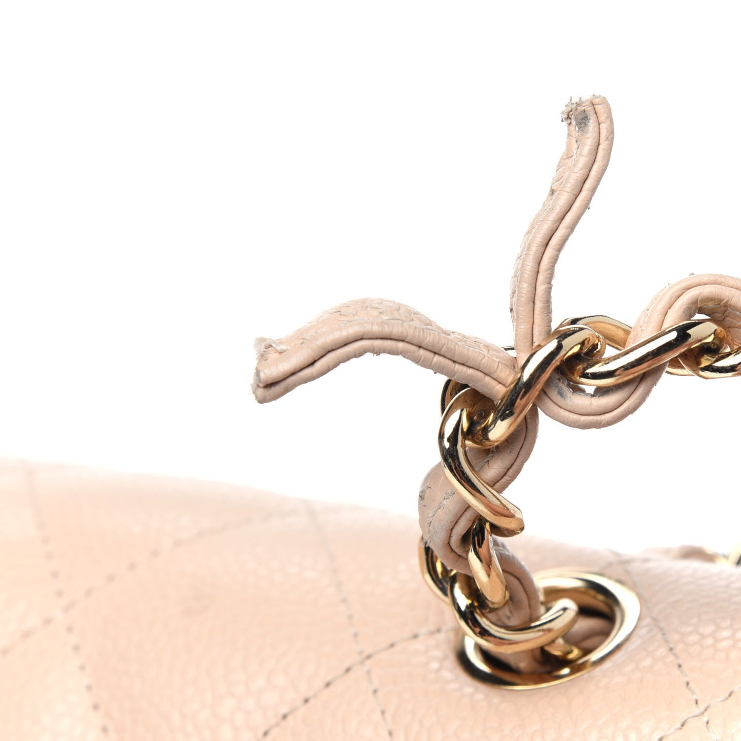 Caviar Quilted Jumbo Double Flap Light Beige