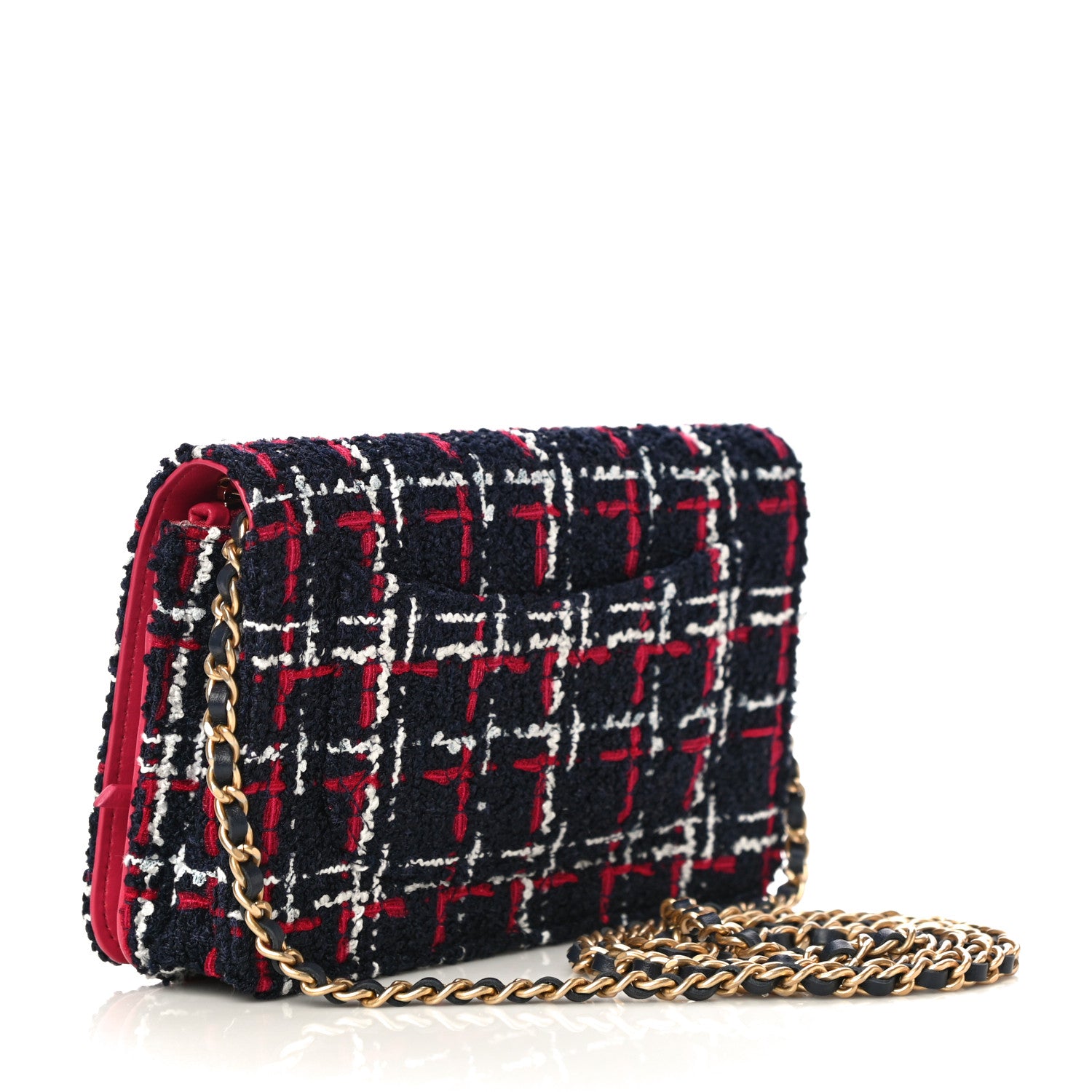 Chanel Tweed Calfskin Signe Wallet On Chain WOC Black Pink 3 of 14