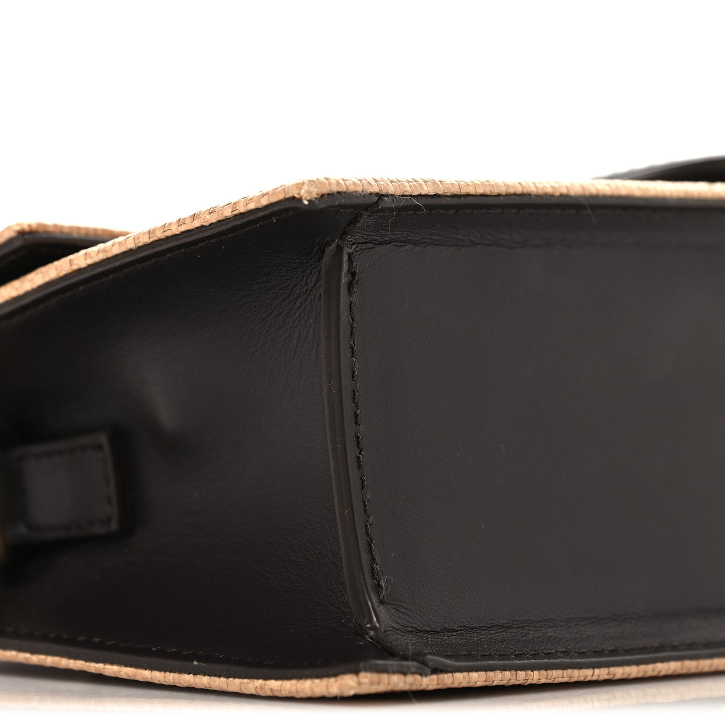 Raffia Smooth Calfskin Le Grand Bambino Natural Dark Brown
