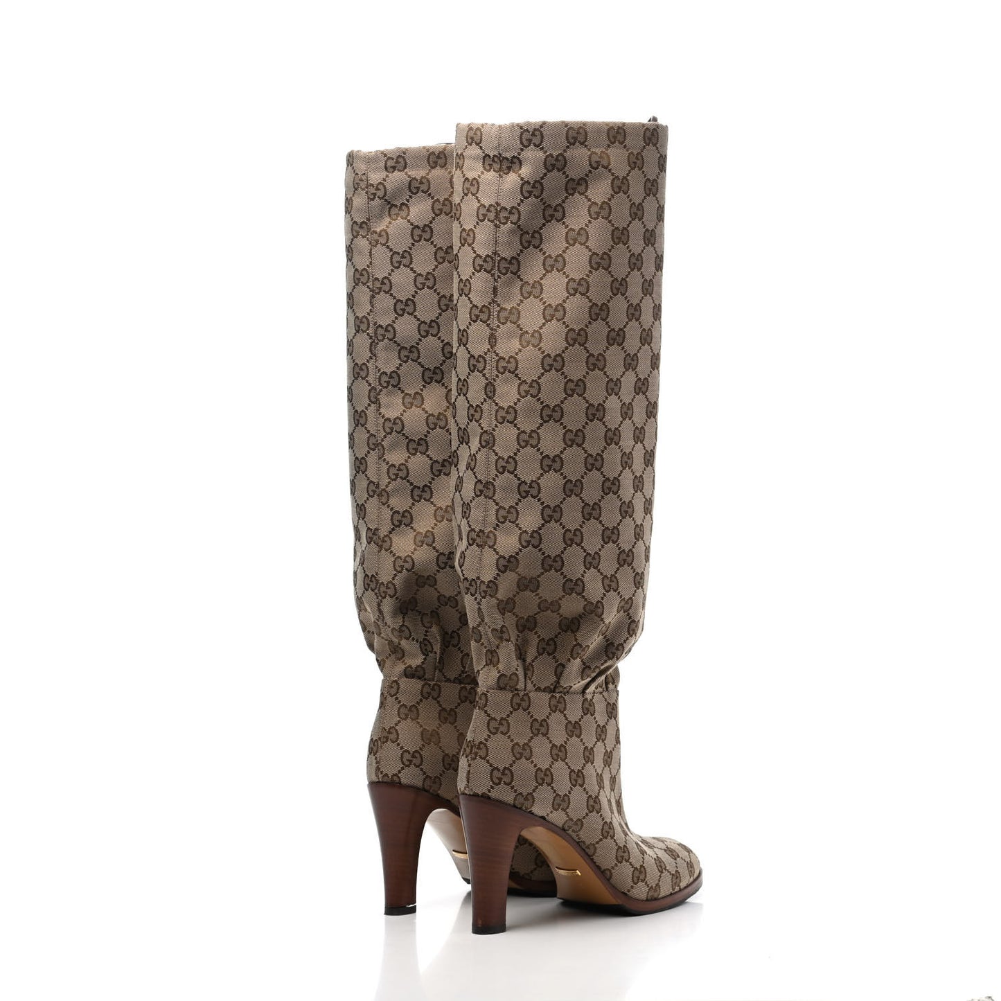 Monogram Over the Knee Boots 38.5 Beige Ebony