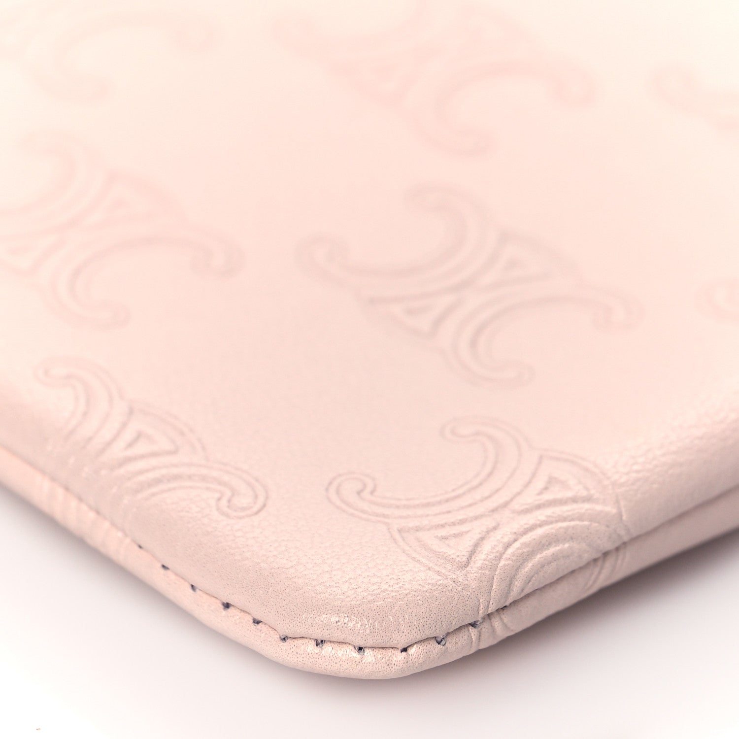 Celine Smooth Calfskin Triomphe Embossed Coin and Card Pouch Rose Pale 10 of 11