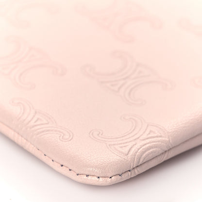 Celine Smooth Calfskin Triomphe Embossed Coin and Card Pouch Rose Pale 10 of 11