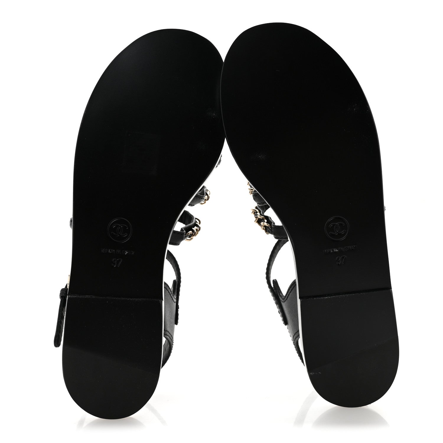 Chanel Calfskin Multi Chain CC Sandals 37 Black 37 Black 6 of 10