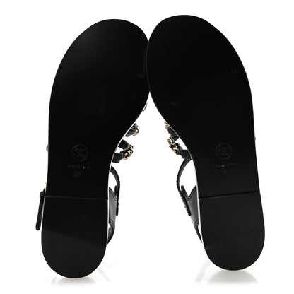 Chanel Calfskin Multi Chain CC Sandals 37 Black 37 Black 6 of 10