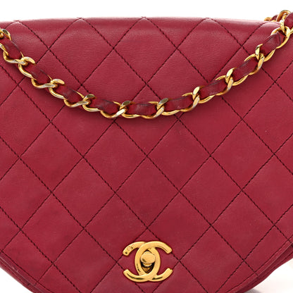 Chanel Lambskin Quilted Small Half Moon Flap Dark Pink 9 of 11