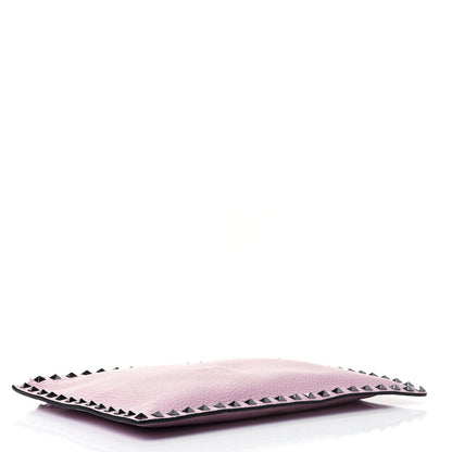 Valentino Garavani Pebbled Calfskin Large Rockstud Zip Pouch Water Rose 3 of 4