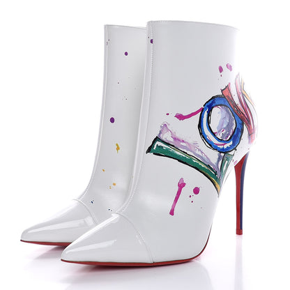 Christian Louboutin Calfskin In Love 100 Booties 37.5 White 3 of 9