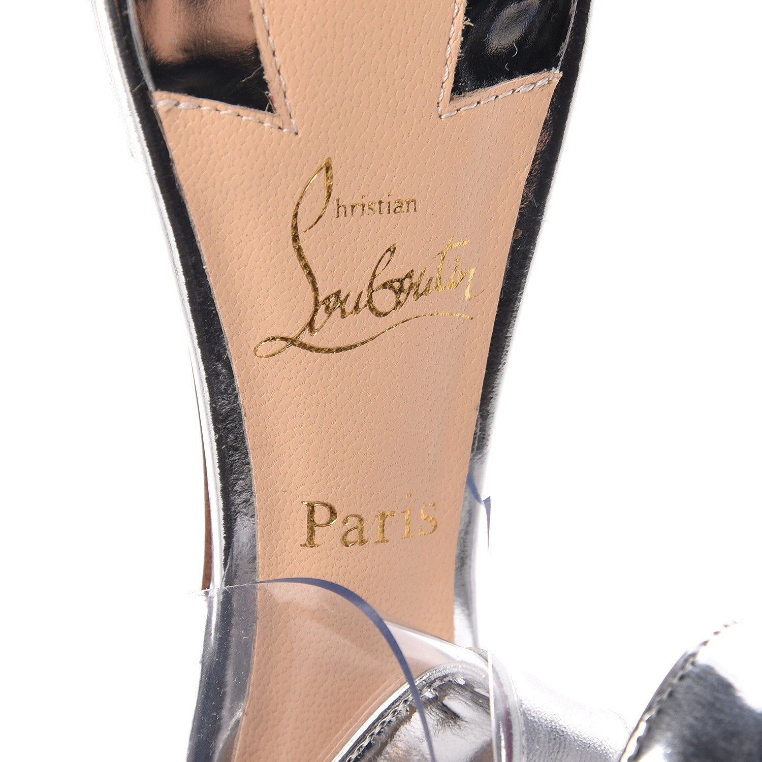 Christian Louboutin Specchio PVC V Dec Slingback Flats 39 Silver 8 of 10