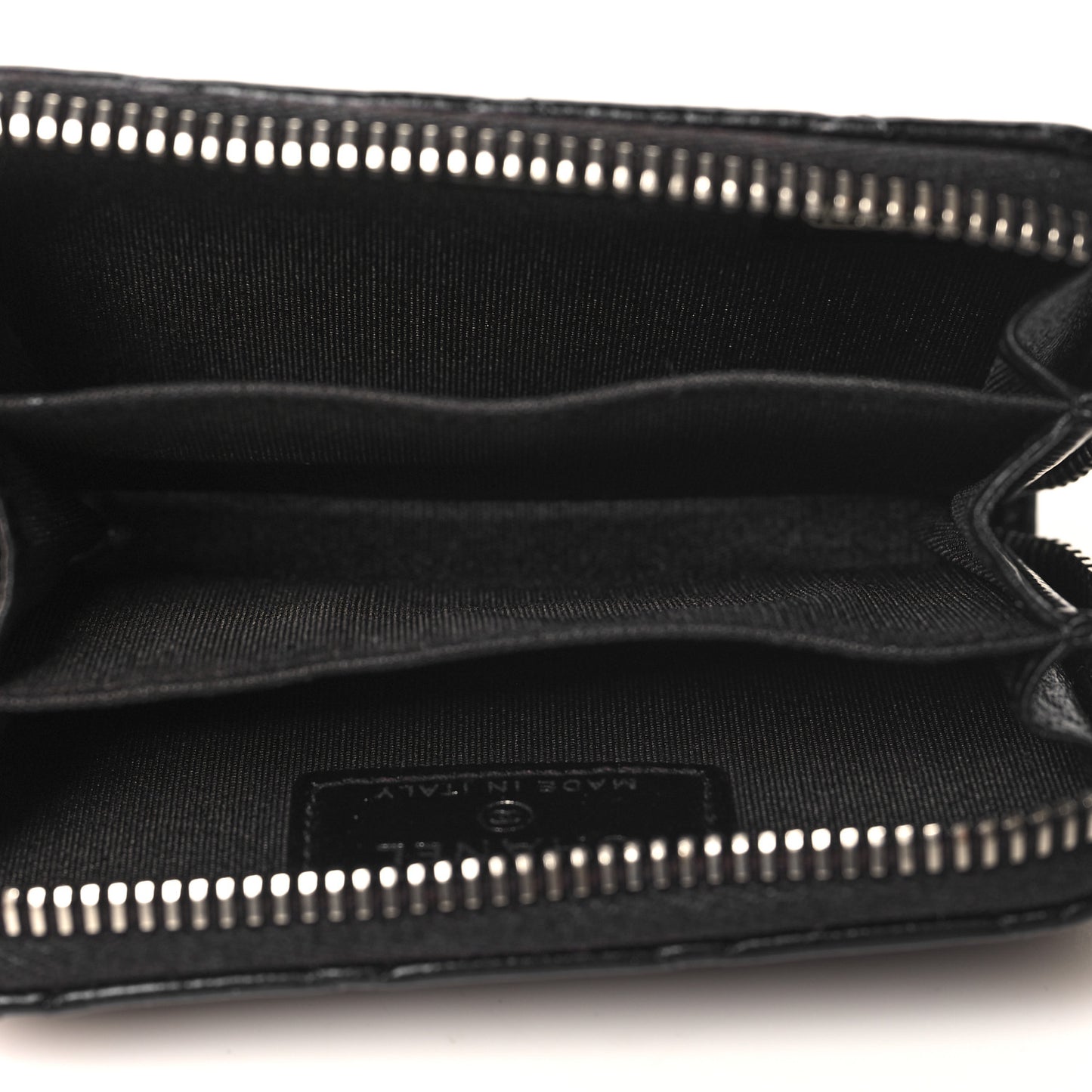 Lambskin Quilted Diamond CC Zip Around Coin Purse Black