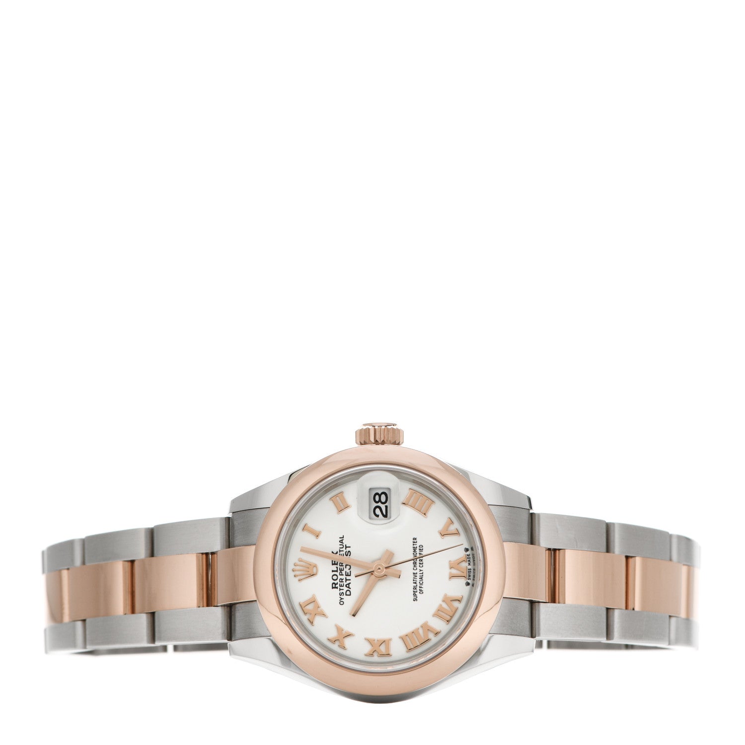 Rolex Stainless Steel 18K Everose Gold 28mm Oyster Perpetual Datejust Watch White Roman 279161 2 of 5