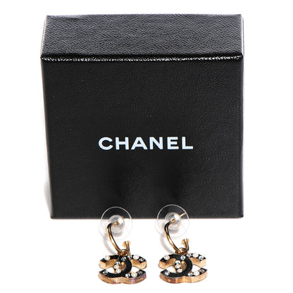 Chanel Pearl Crystal CC Drop Earrings Gold 5 of 5