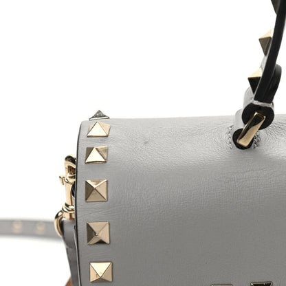 Valentino Garavani Vitello Rockstud Single Handle Flap Bag Pastel Grey 14 of 14