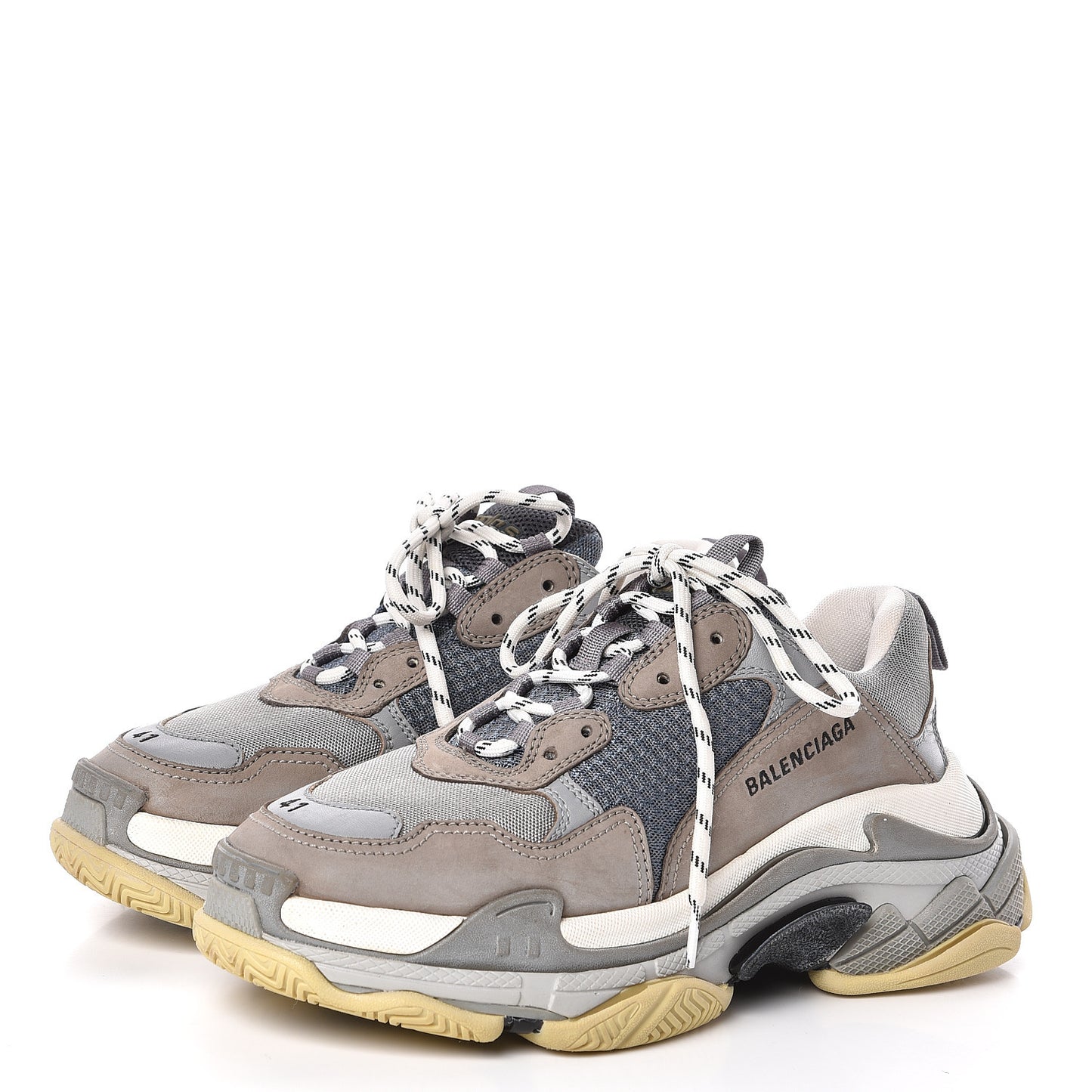 Fabric Mesh Mens Triple S Sneakers 41 Beige Bleu Gray