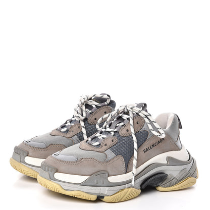 Balenciaga Fabric Mesh Mens Triple S Sneakers 41 Beige Bleu Gray 3 of 10
