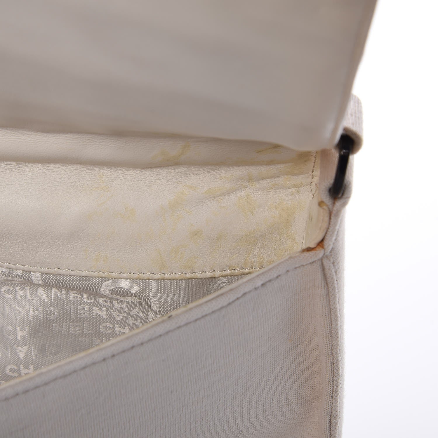 Chanel Canvas Studded Flap Off White 9 of 12