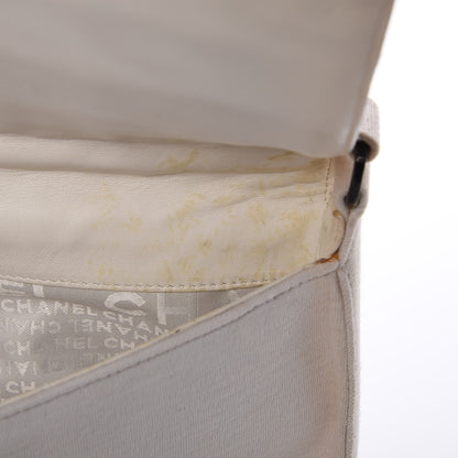 Chanel Canvas Studded Flap Off White 9 of 12