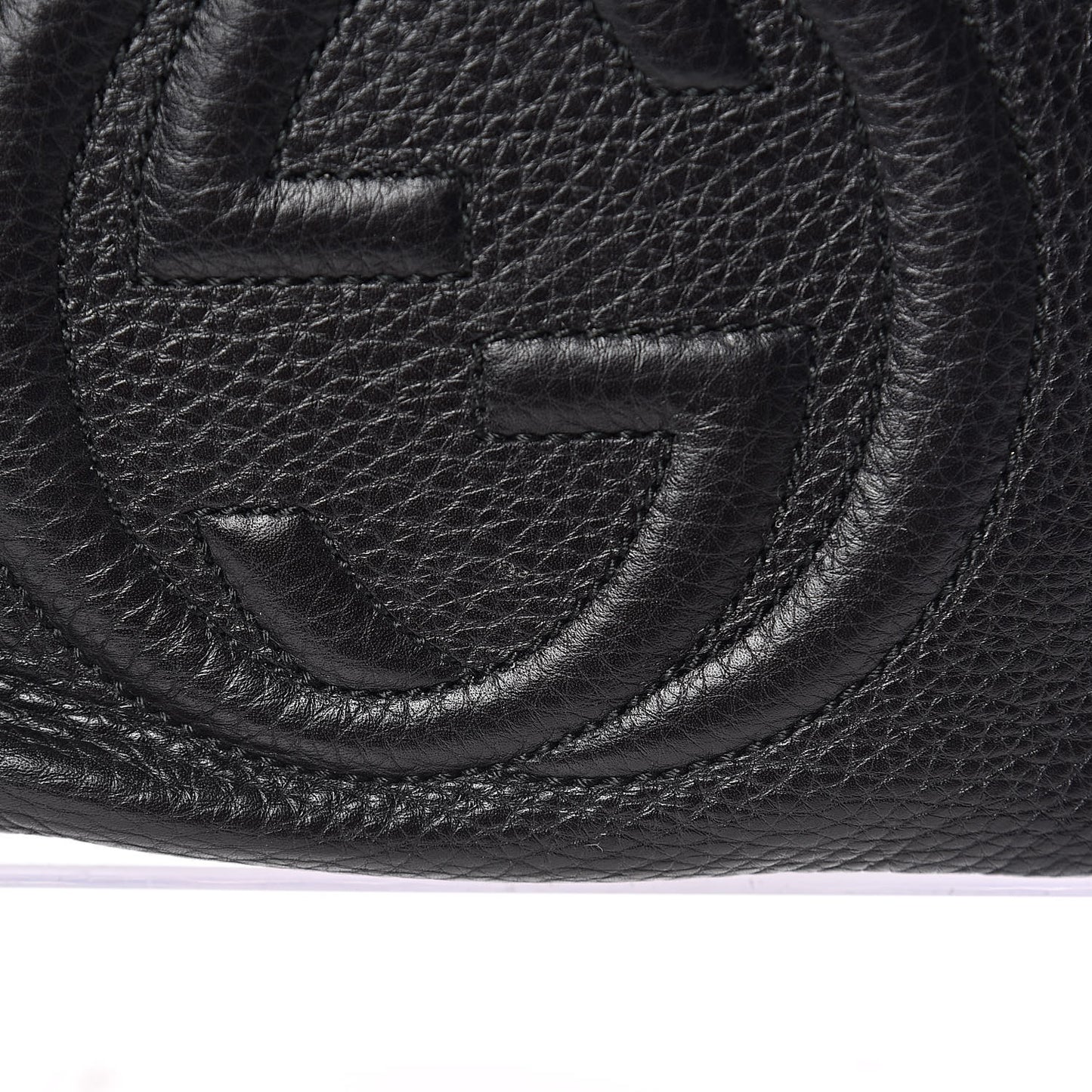 Pebbled Calfskin Small Soho Disco Bag Black