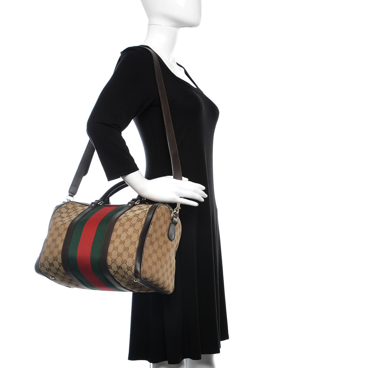 Monogram Vintage Web Medium Boston Dark Brown
