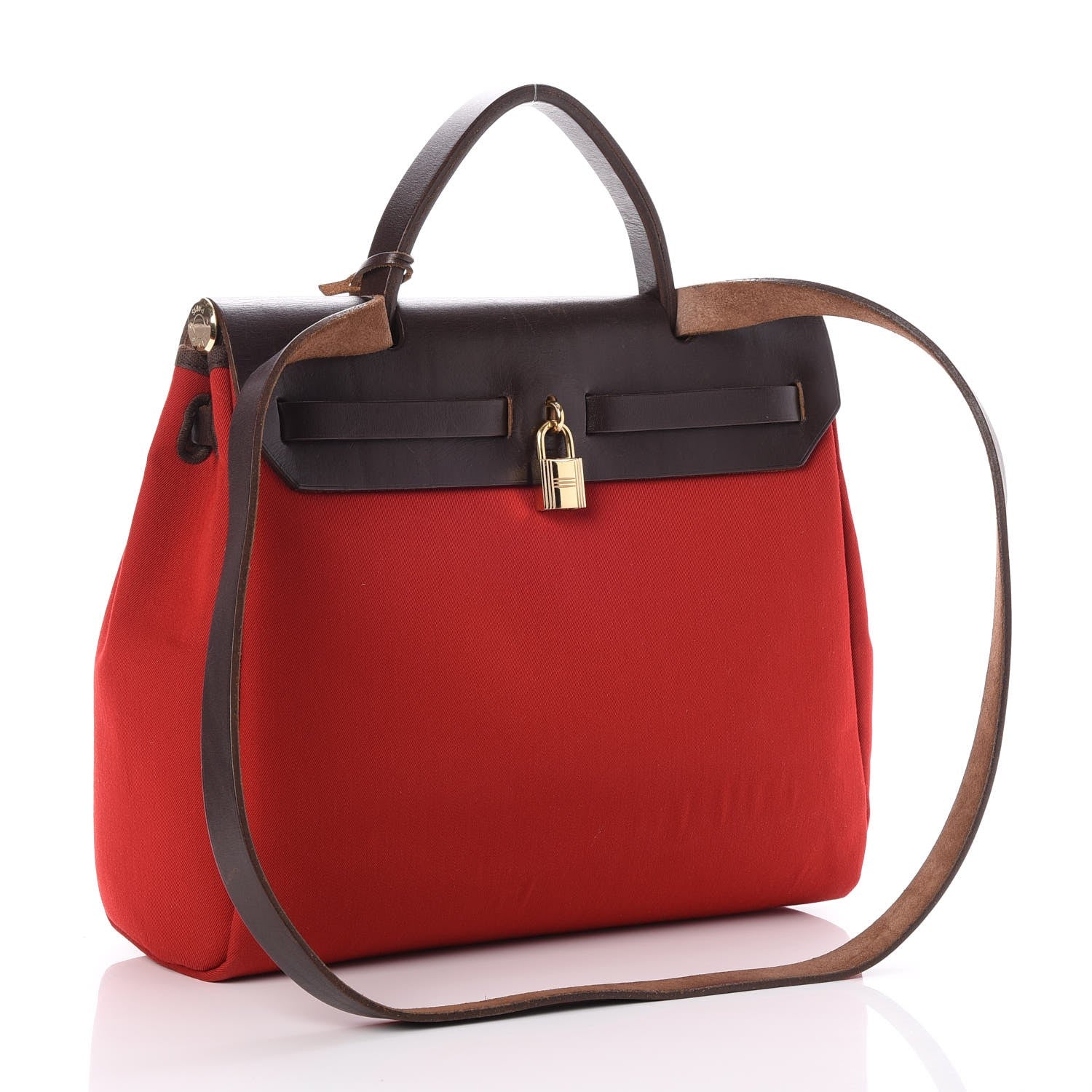 Hermes Toile Vache Calfskin Herbag 30 PM Orange Red 3 of 8