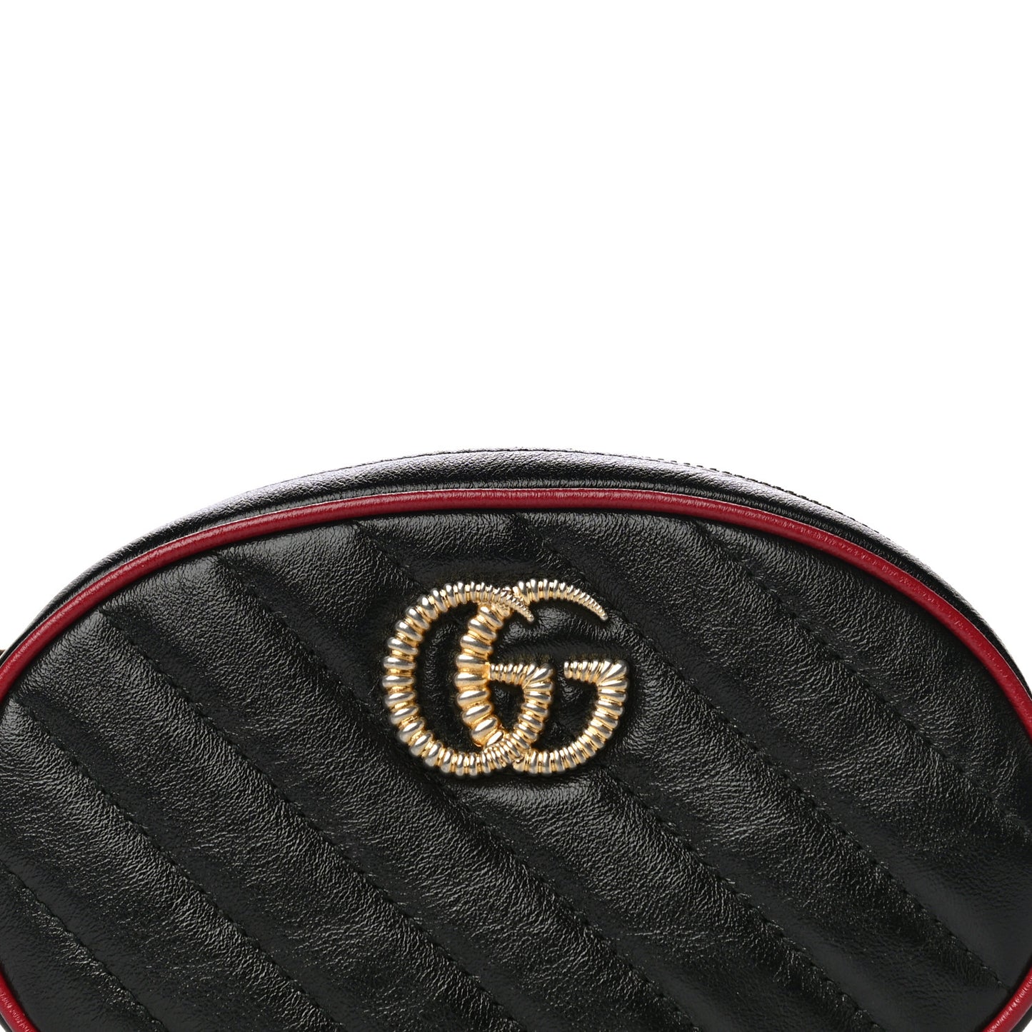 Azalea Calfskin Matelasse Diagonal Torchon GG Marmont Belt Bag 75 30 Black Romantic Cerise