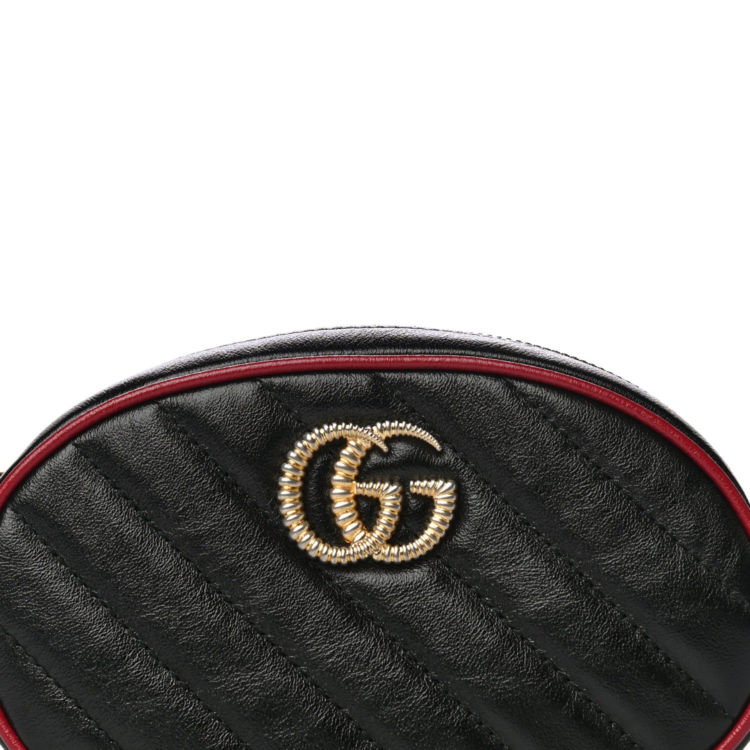 Gucci Azalea Calfskin Matelasse Diagonal Torchon GG Marmont Belt Bag 75 30 Black Romantic Cerise 8 of 10
