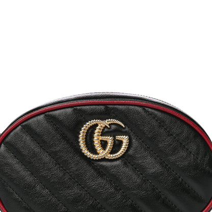 Gucci Azalea Calfskin Matelasse Diagonal Torchon GG Marmont Belt Bag 75 30 Black Romantic Cerise 8 of 10