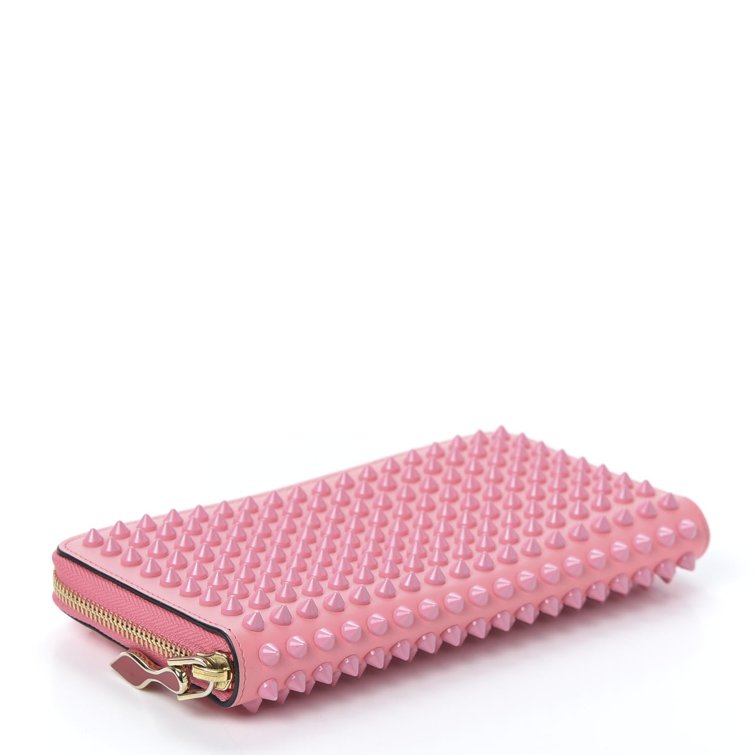 Christian Louboutin Calfskin Panettone Spiked Zip Around Wallet Pink 3 of 8