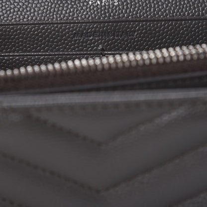 Saint Laurent Grain De Poudre Matelasse Chevron Monogram Chain Wallet Earth 7 of 14