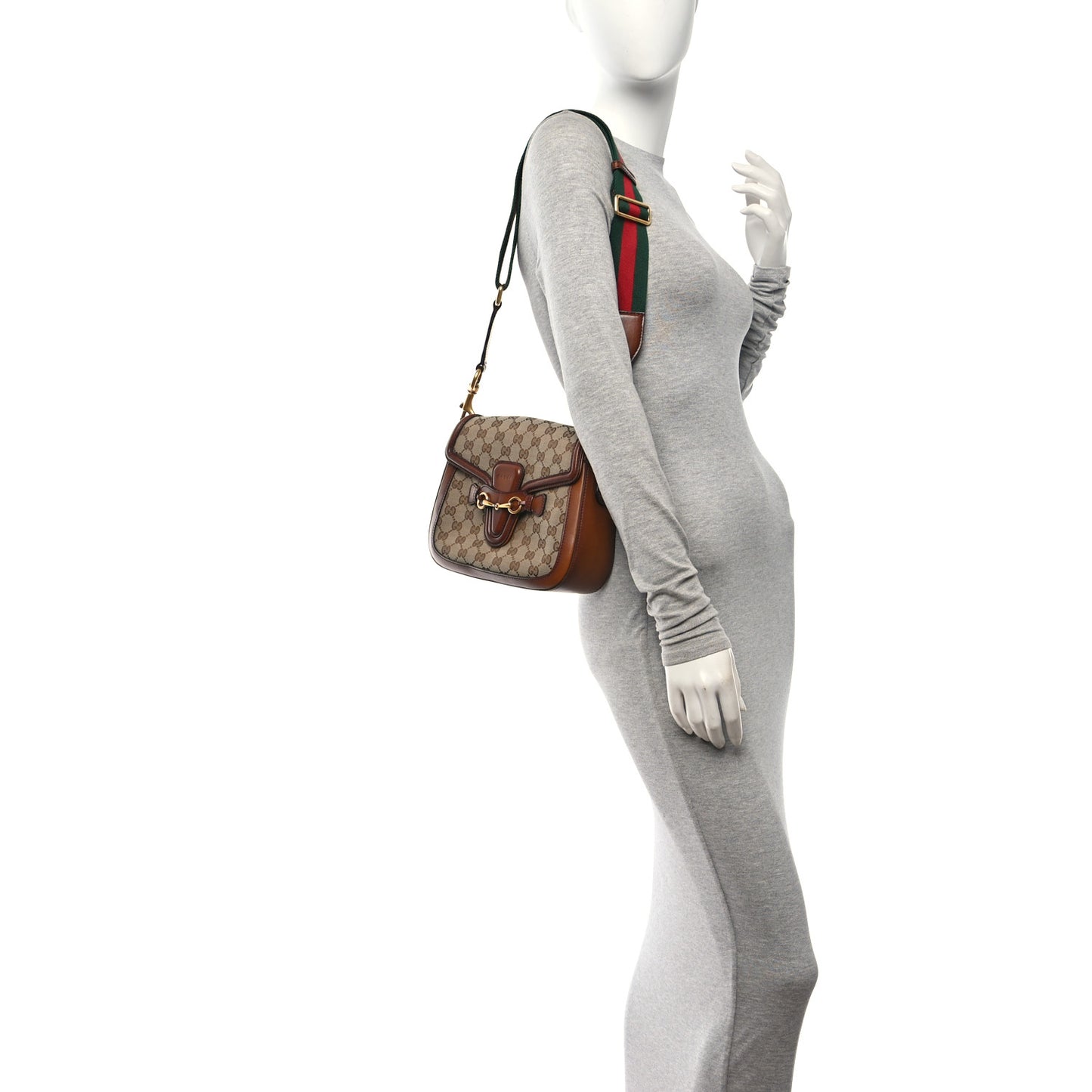 Monogram Medium Lady Web Shoulder Bag Beige Cuir