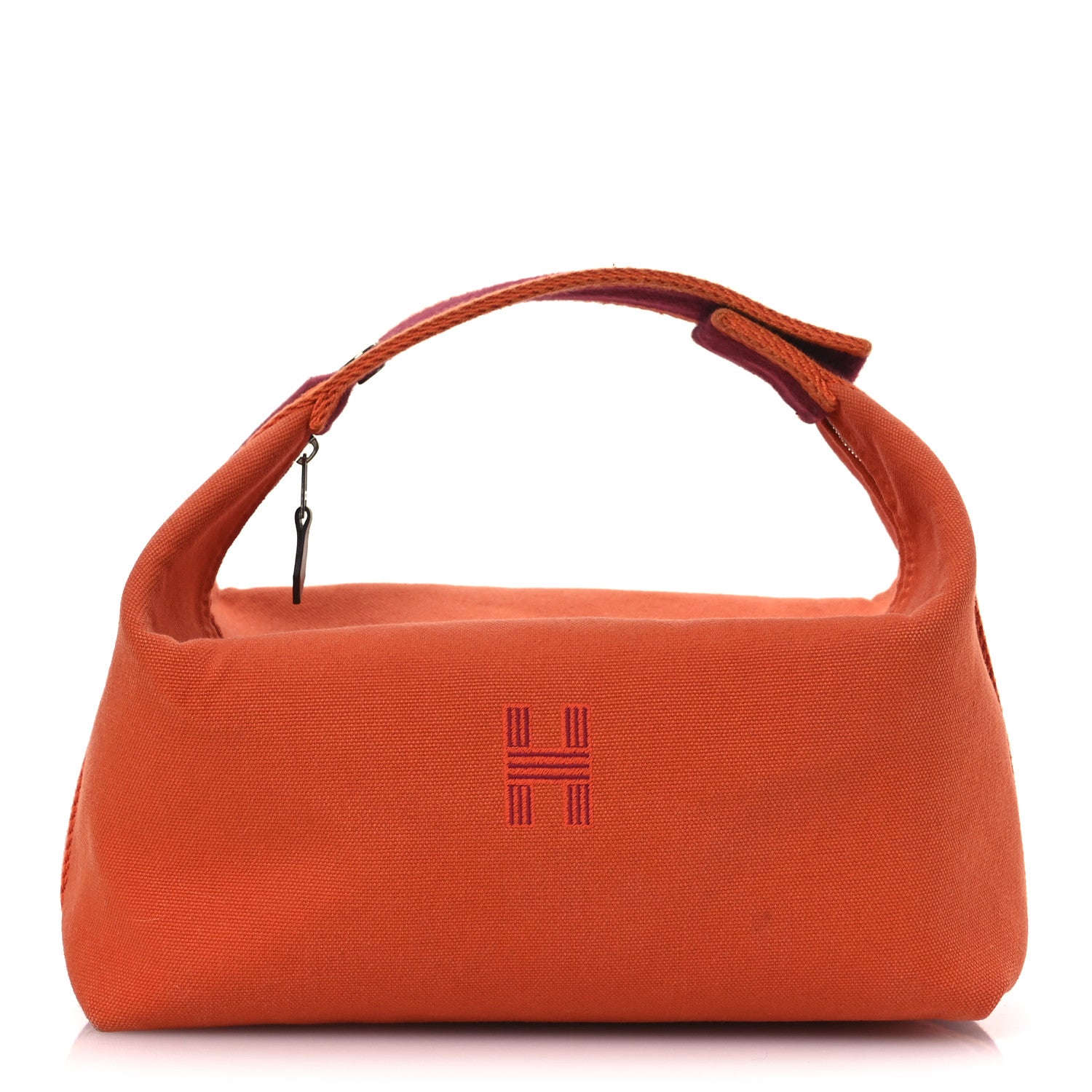 Hermes Canvas Large Bride-A-Brac Pouch Orange Feu Burgundy 1 of 12